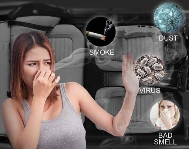 Common sources of car odor: smoke, dust, bacteria and bad smells trapped in seats